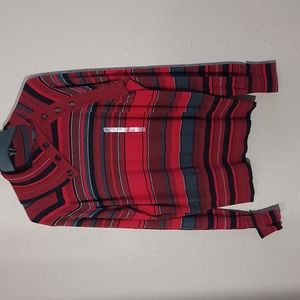 Liz Claiborne sweater, size L, red/black/gray